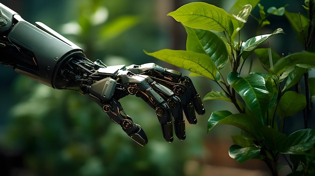 Robot i zielona roślina
