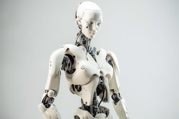 Robot, który stoi w powietrzu generując AI