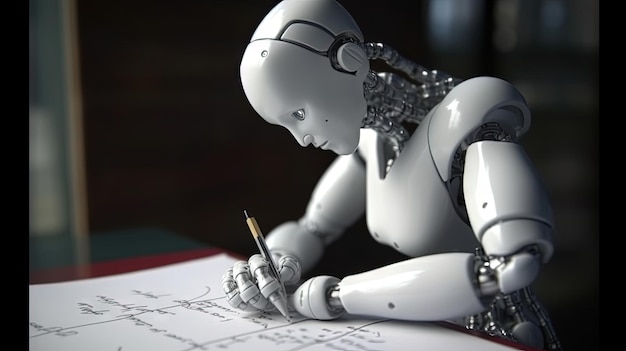 Robot piszący ze sztuczną inteligencją, tworzący treści jak ludzki bloger