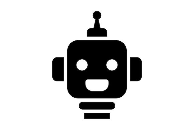 Zdjęcie robot płaski ikona aplikacji minimalistyczny symbol www czarny znak