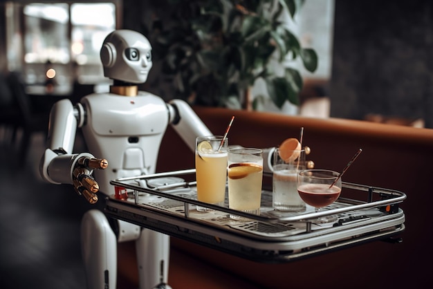 Robot serwujący drinki w restauracji.