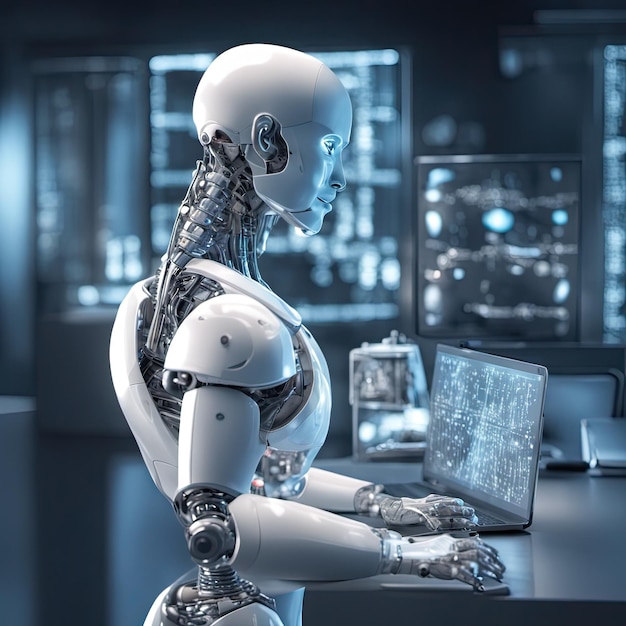 Robot sztucznej inteligencji pracuje