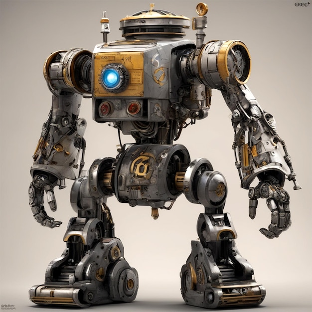 Robot wykonany z materiałów z recyklingu w stylu Banksy'ego jest trendem na Artstation Sharp Focus