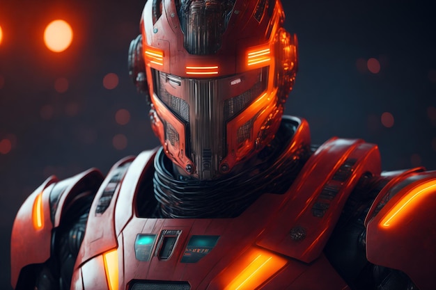 Robot z czerwoną twarzą i napisem „Gwiezdne wojny”.