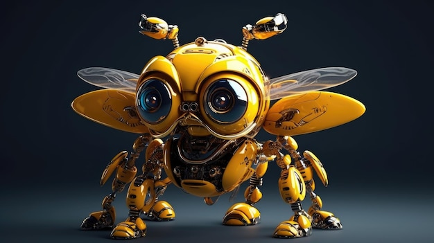 Robot z pszczołą na głowie