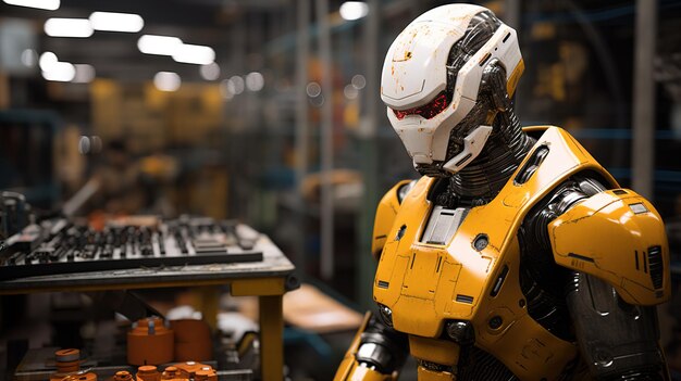 Zdjęcie roboty humanoidalne pracujące jak ludzie i wykonujące zadania