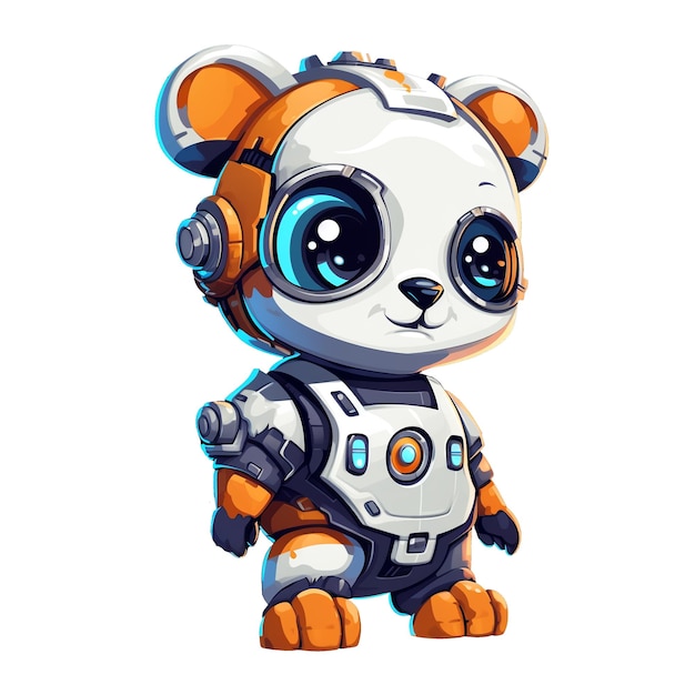 Roboty panda z kreskówek naklejka na koszulce zabawny cyborg AI generowany