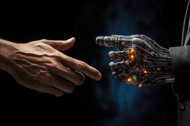 Robotyczna ręka wchodząca w interakcję z człowiekiem