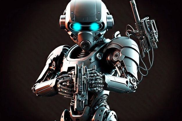 Robotyczny włamywacz android-robot-złodziej z generatywną sztuczną inteligencją pistoletu