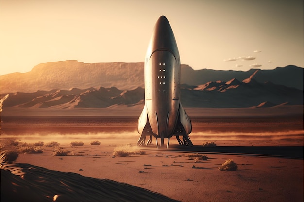 Rocket on a Mars realistyczny generatywny krajobraz ai