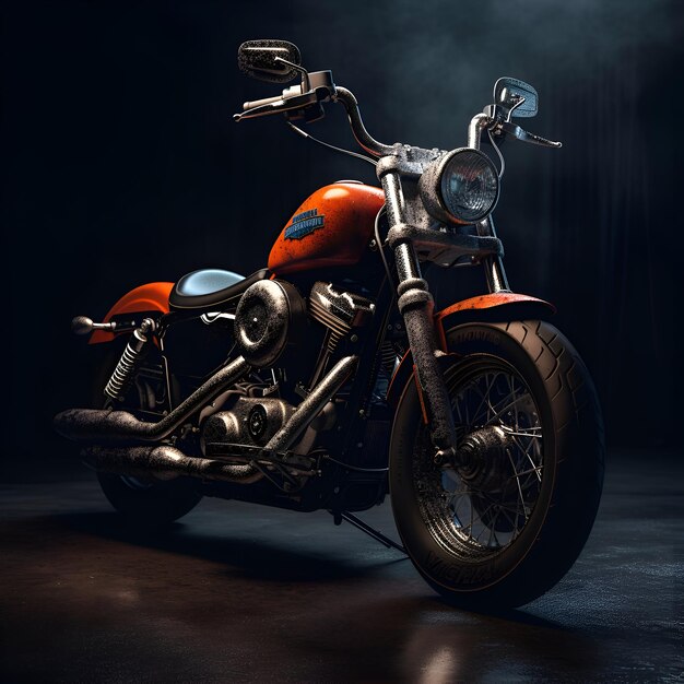 Rocznika motocykla na ciemnym tle Biker niestandardowy motocykl