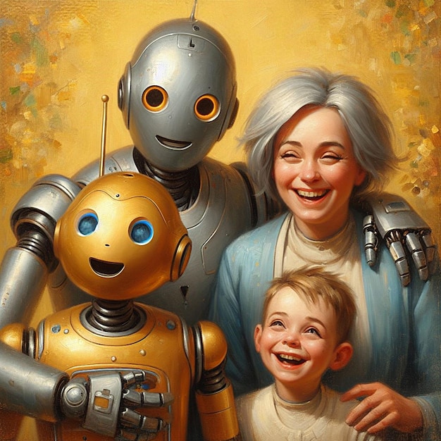 Rodzina ludzi i robotów