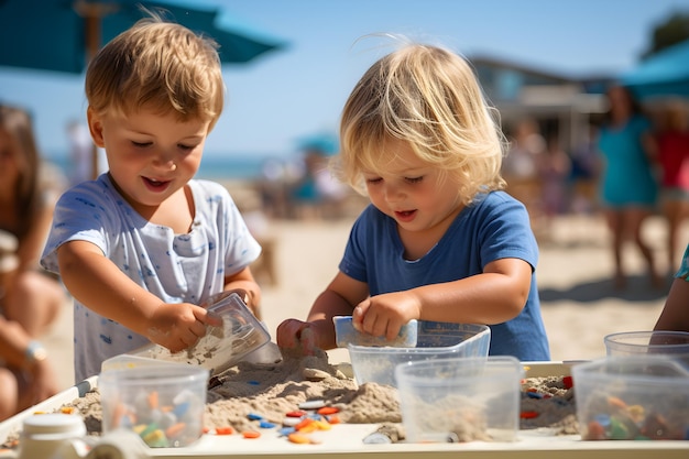 Rodzinne wakacje na plaży Generatywna sztuczna inteligencja