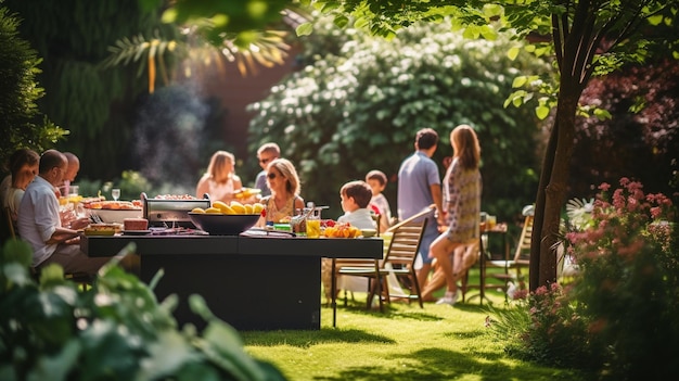 rodzinny piknik z ogrodem