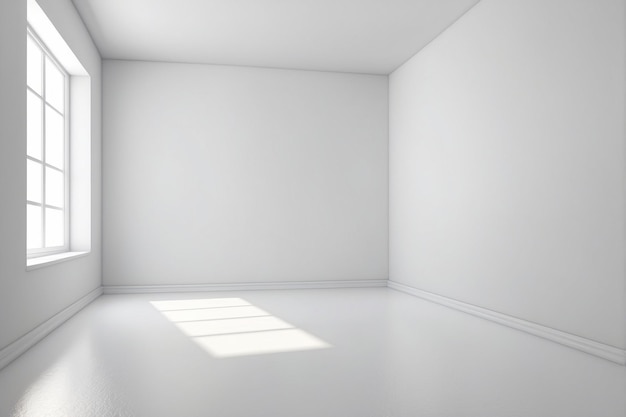 Zdjęcie róg pustego pokoju z białymi ścianami i podłogą