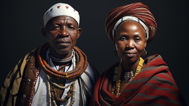 Rok 1802 wódz xhosa i jego żona w tradycyjnych strojach