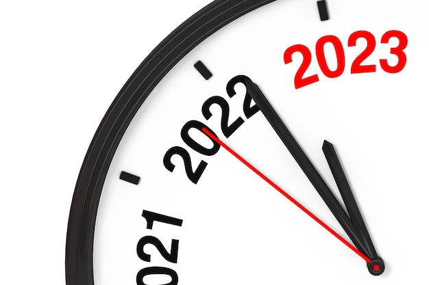 Rok 2023 Zbliża Się 2023 Znak Z Zegarem Renderowanie 3d