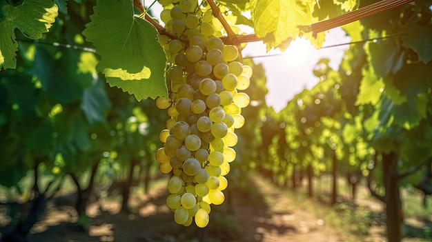 Rolnictwo Winogrona rosną na polach Generative Ai