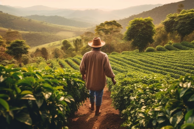 Rolnik na plantacji kawy arabica AI Generative