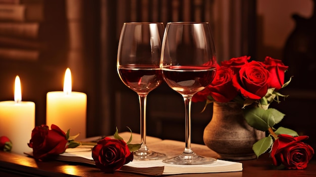 Romantic Wine Glass Duo na stole