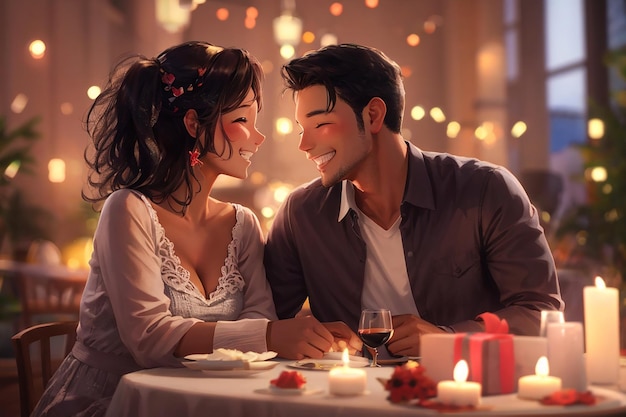 Romantyczna kolacja dla par zakochanych w domu na specjalne obchody Walentynek, pyszne jedzenie na stole