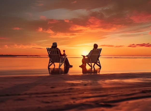 Romantyczna para w średnim wieku, ciesząca się pięknym spacerem o zachodzie słońca na wakacjach na plaży Krabi Tajlandia