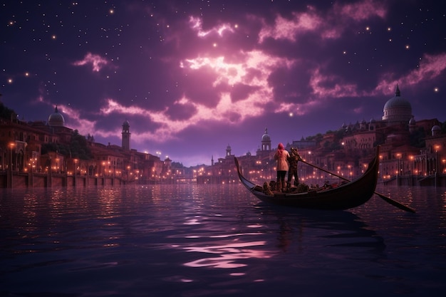 Romantyczna przejażdżka gondolą w świetle księżyca przez miasto lo 00099 01