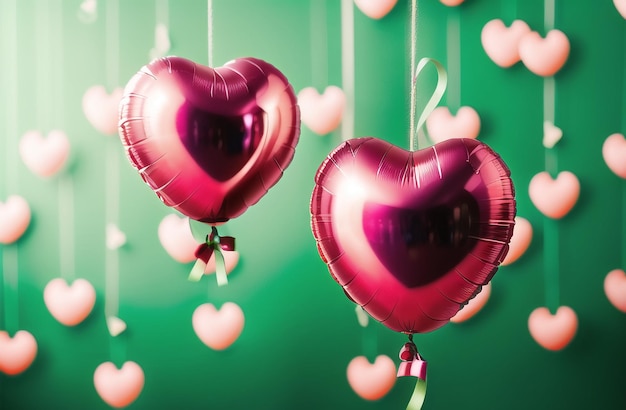 Romantyczne balony z czerwonym sercem Celebration party banner Sprzedaż walentynkowa Generative AI