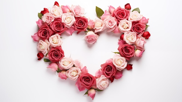 Zdjęcie romantyczne czerwone i różowe róże na białym tle dla walentynek miłość i święto miłości