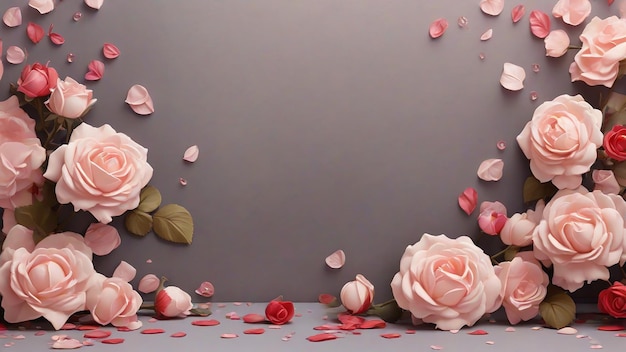 Romantyczne różowe tło kwiatowe z przestrzenią do kopiowania