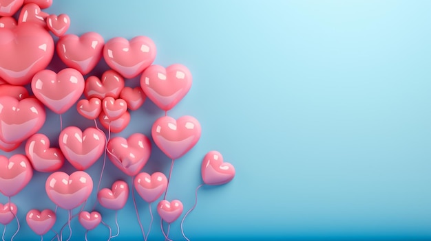 romantyczne tło z czerwonymi balonami w kształcie serca
