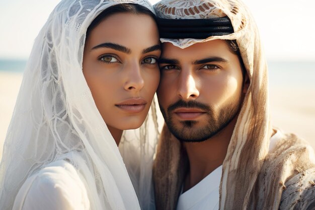 Romantyczne wesele arabskiej pary na plaży