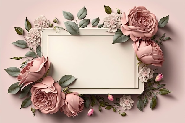 Romantyczny kolor w pastelowych różach o kształcie prostokąta z koncepcją urlopu