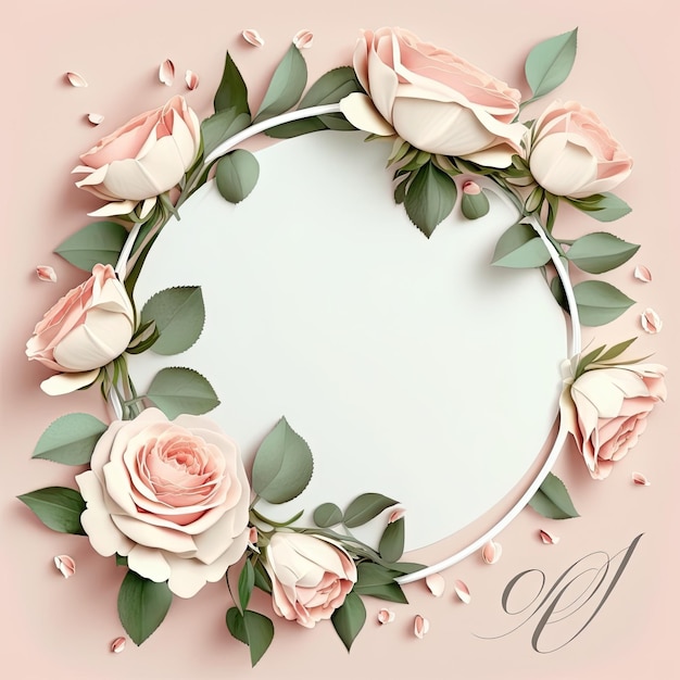 Romantyczny kolor w pastelowych różach w kształcie koła z koncepcją urlopu