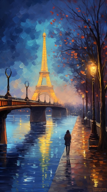 Romantyczny widok na most w Paryżu