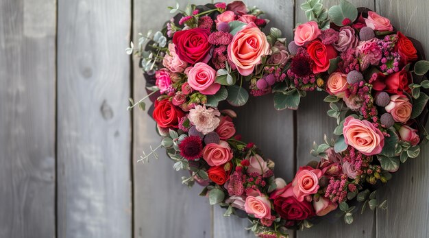 Romantyczny wieniec w kształcie serca na Walentynki dla miłości i świętowania