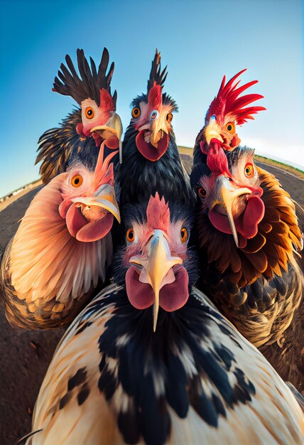 Rooster Selfie Squad na Beauty Plains Generative AI