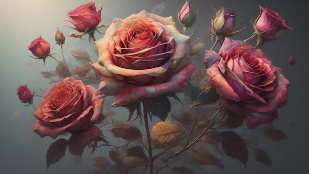 Rose Flowers tło Generative AI