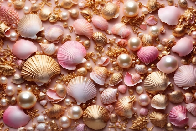 Rose gold Pearl Seashell Background Pearl Seashell Background Gold Pearl Background Pearl Wallpaper Seashell Wallpaper AI Generative