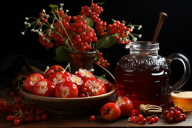 Rosh Hashana miód granatowy i jabłko