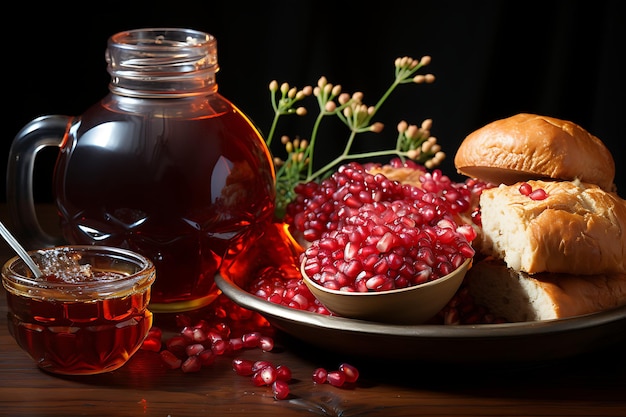 Rosh Hashana miód granatowy i jabłko