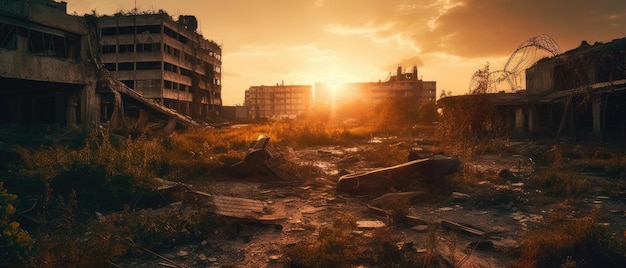 rosja postapokalipsa pejzaż opuszczony panorama ultraszeroki art destrukcja pusty