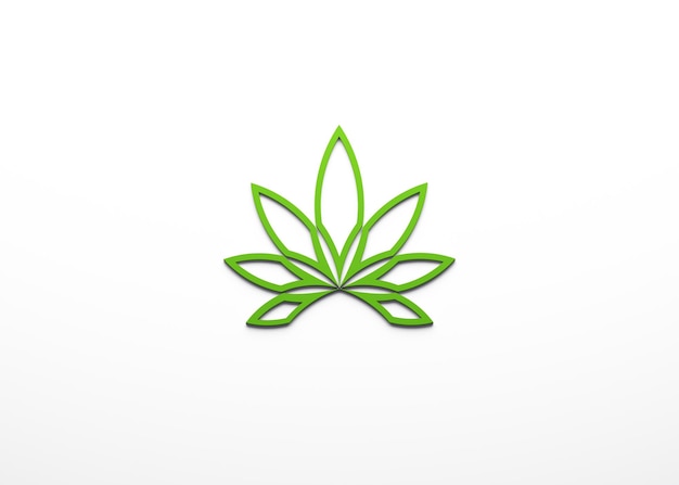 Roślina konopi w minimalistycznym stylu ikona izolowana na białym tle ilustracja renderowania 3D