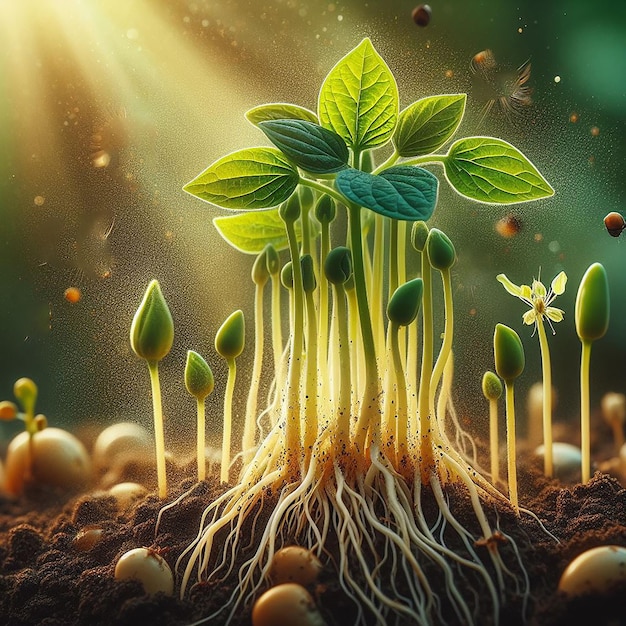 Zdjęcie roślina rosnąca w ziemi