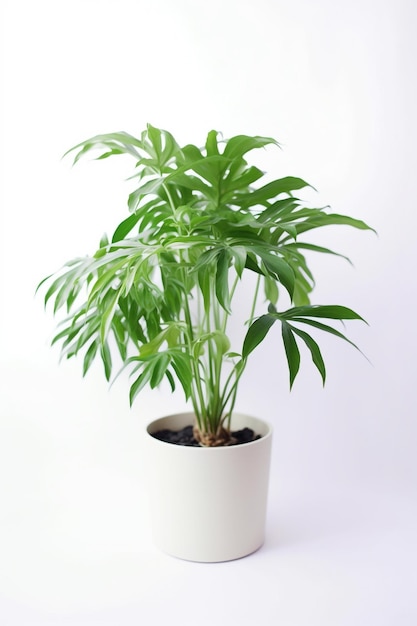 Zdjęcie roślina w białej doniczce z napisem palma