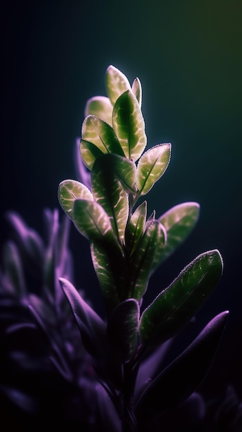 Roślina z fioletowym tłem