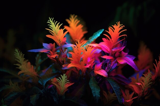 Rośliny świecące nocą w świetle neonów
