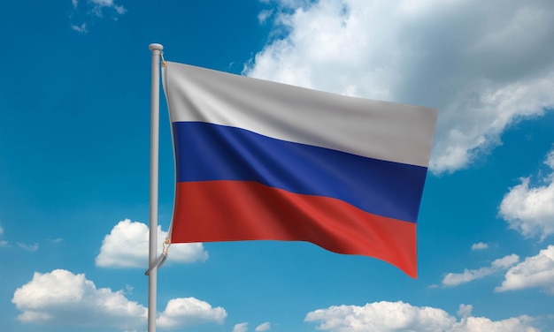 Zdjęcie rosyjska ukraina flaga machająca skrzydło kraj patriotyzm symbol narodowy tło niebieskie tło w