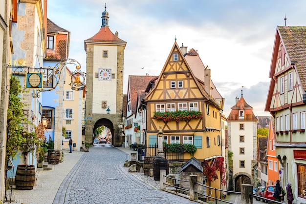 Rothenburg ob der Tauber jesienią Bawaria Bayern Niemcy