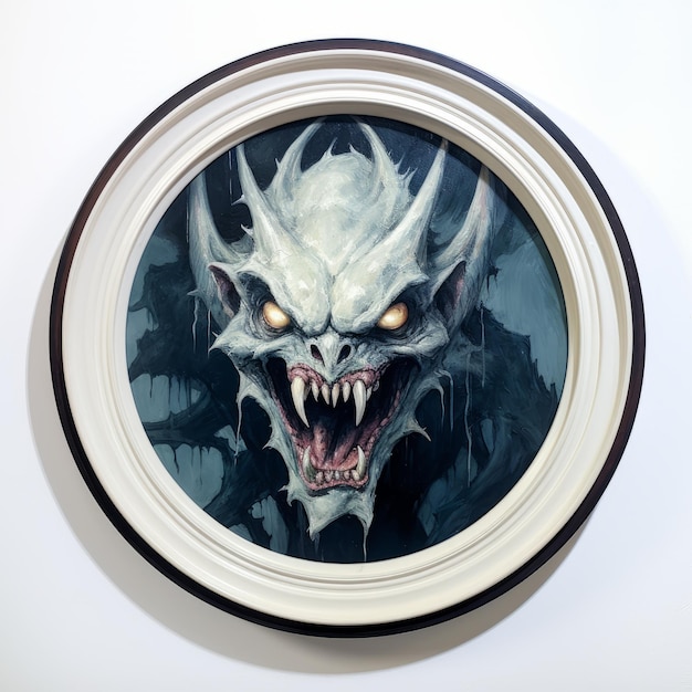 Zdjęcie rotting demon portrait lovecraftian horror inspired 2d acrylic painting